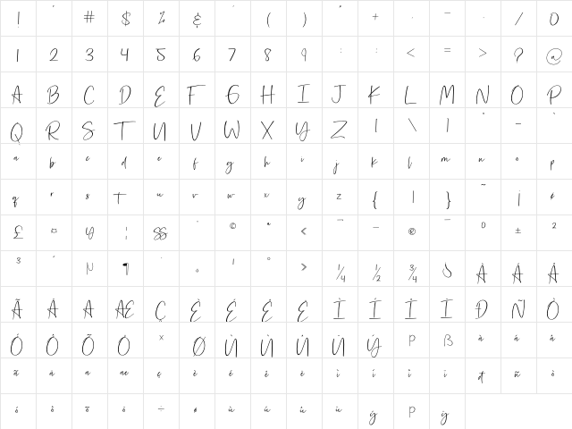 Rilistered Regular  glyph index