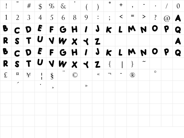 ADELIA Regular  glyph index