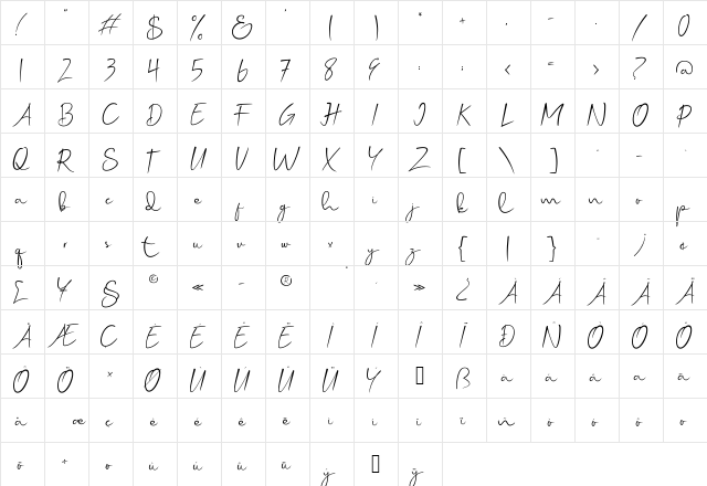 hellogalleria Regular  glyph index