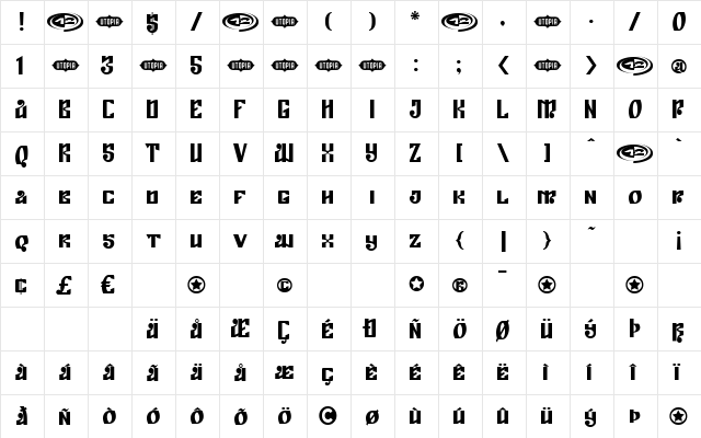 Empyra Regular  glyph index