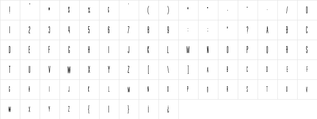 Movie Poster Condensed Regular  glyph index