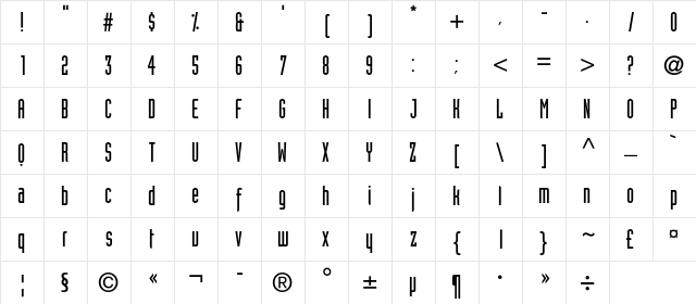 Blits-One Regular  glyph index