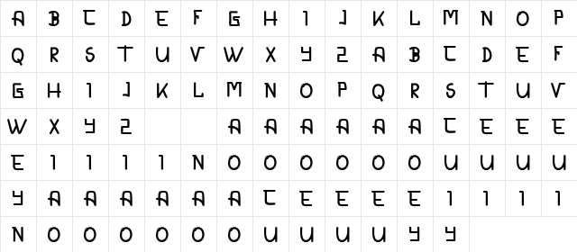 CALDERDALE DEMO Regular  glyph index