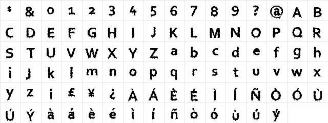 EuroHorror Regular  glyph index