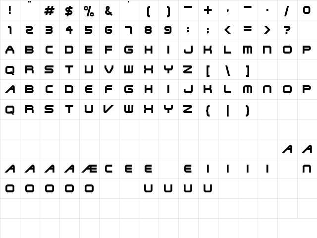 bitter pill Regular  glyph index