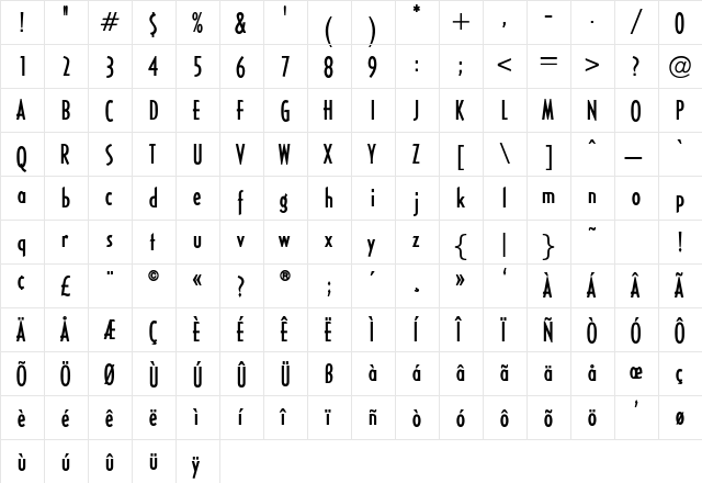 HalseyLightCondSSK Bold  glyph index