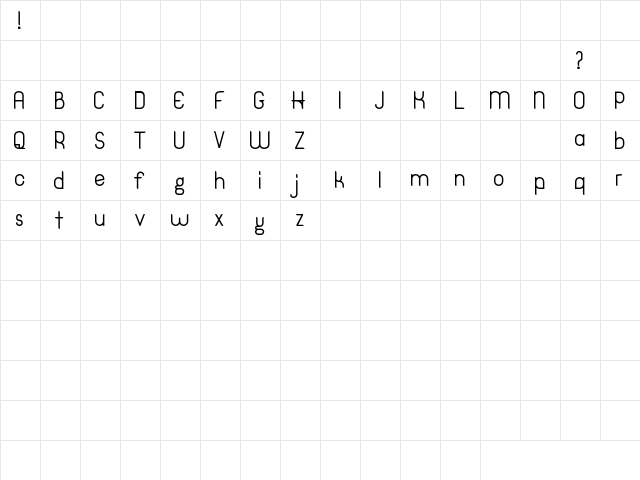 Hinge DEMO Regular  glyph index