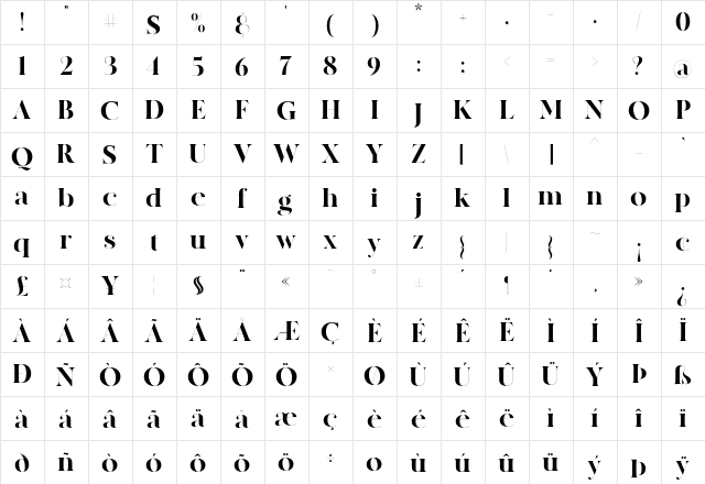 MADE Canvas Black  glyph index