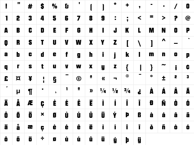 DiamanteEF ExtraBold  glyph index