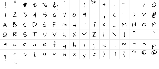PenPalOne3 Regular  glyph index