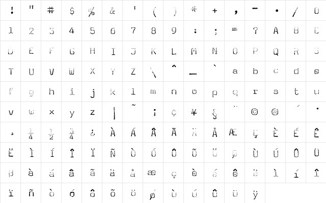 Magda Medium  glyph index