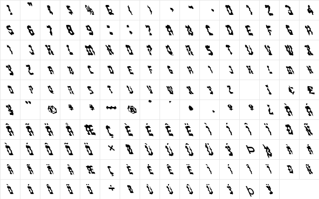 FZ WACKY 21 LEFTY Normal  glyph index