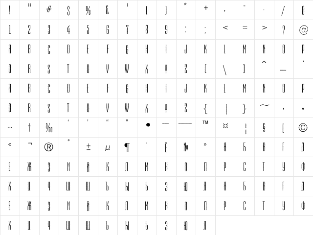 a_EmpirialRg Regular  glyph index