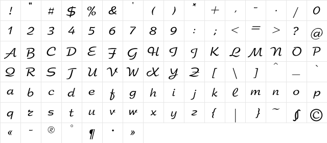 ArbatC Regular  glyph index