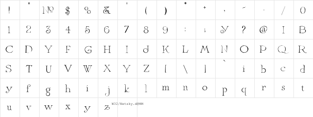 LHF Melissa Regular  glyph index
