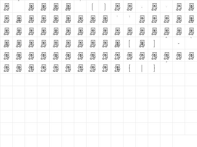 beaaaar Regular  glyph index