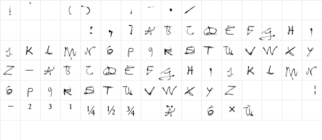 Fixogum Regular  glyph index