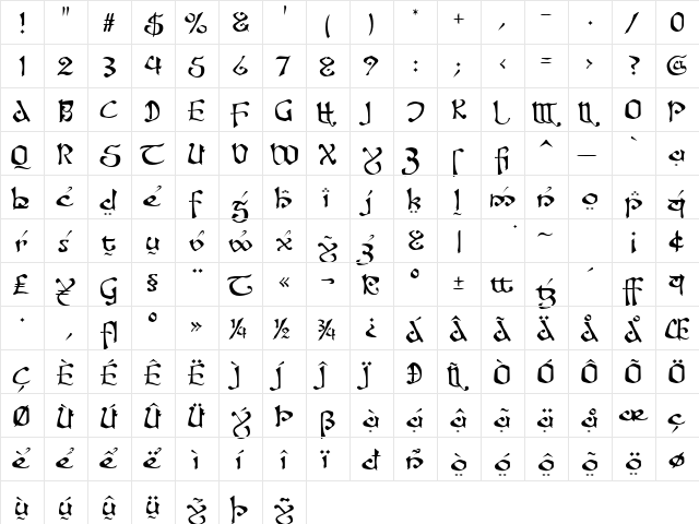 Fanjofey Leoda AH Regular  glyph index