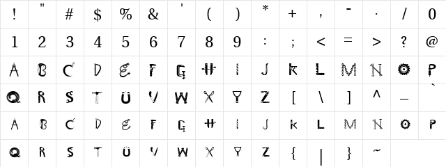 Toolz Regular  glyph index