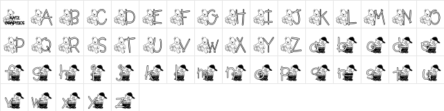 KG TEDDY FRIENDS Regular  glyph index