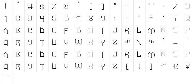 Circuitboard Regular  glyph index