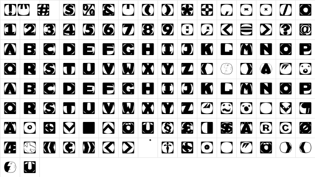 RememberScribbledInvers Regular  glyph index