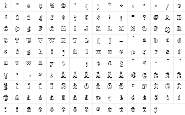 CooperBlaOutDConOu1 Regular  glyph index