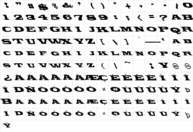 FZ JAZZY 26 LEFTY Normal  glyph index