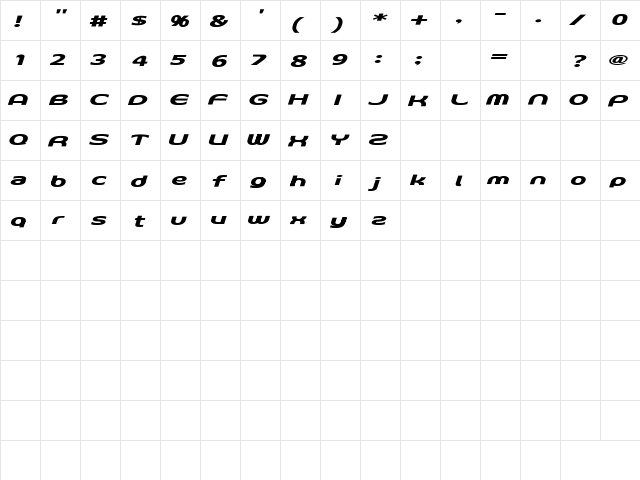 D3 Archism Italic Regular  glyph index