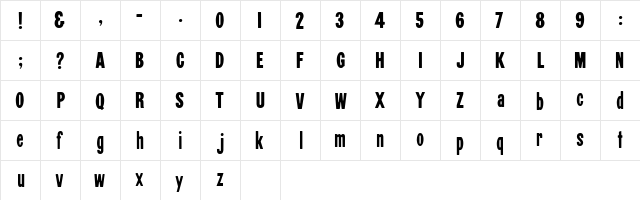 Black Condensed HPLHS  glyph index