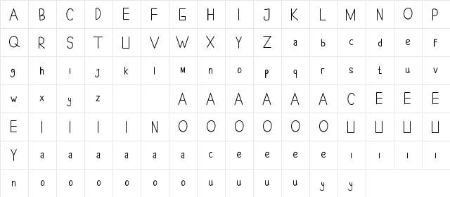 Cheeks Rosy Demo Regular  glyph index