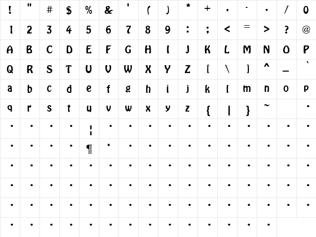 QTHoboken Regular  glyph index