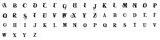 Beguns FREE Regular  glyph index