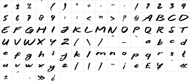 Hitam Regular  glyph index