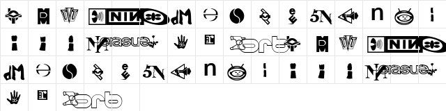 TechnoBats Regular  glyph index