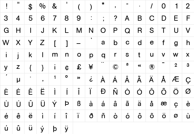 AG Book Rounded Regular  glyph index