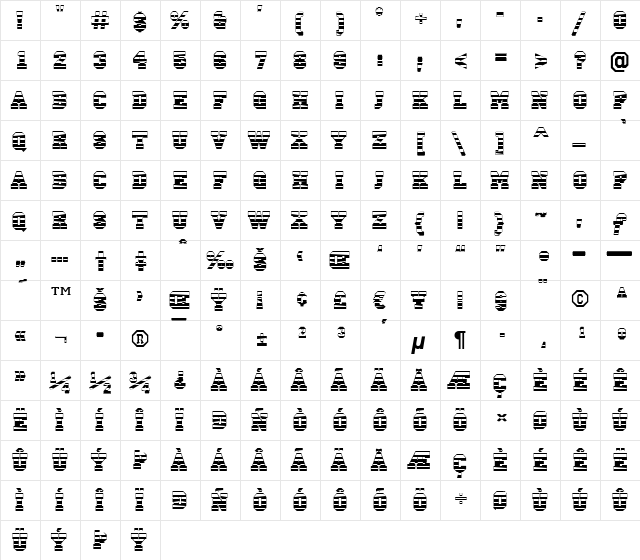 a_CampusMr Bold  glyph index