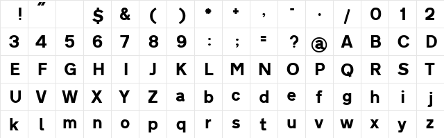 Roadgeek Transport Heavy Regular  glyph index