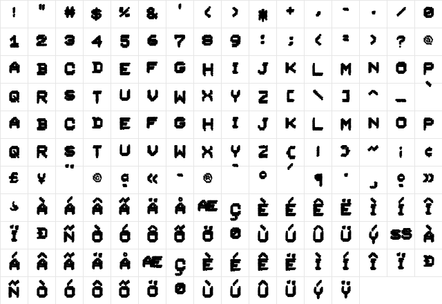 DoomPlatoon Bold  glyph index