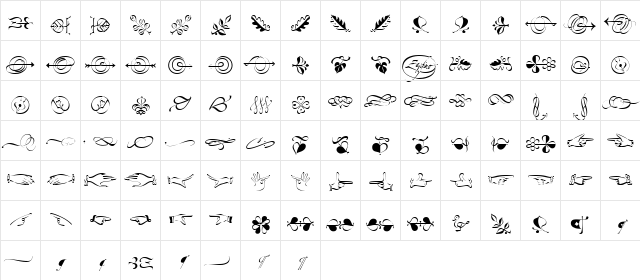 Zapfino Extra LT Ornaments  glyph index