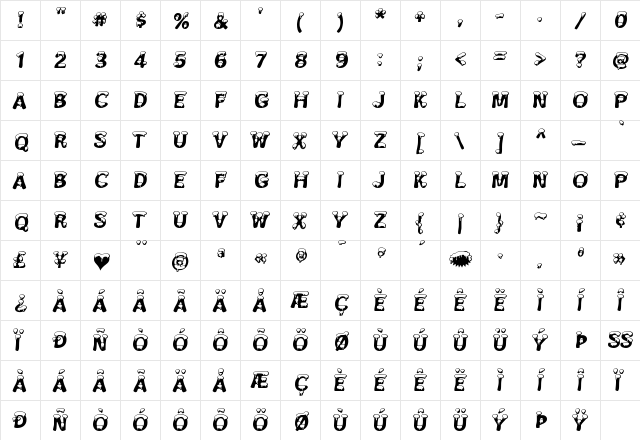Snowa Snow  glyph index