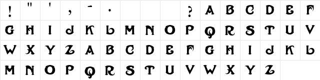 Henry Morgan Regular  glyph index