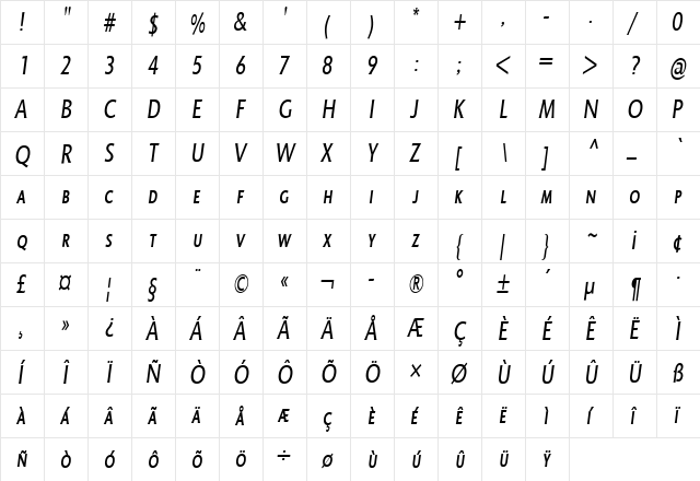 OctoneBETA Regular  glyph index