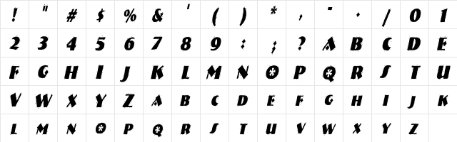 NatividadCondensed Italic  glyph index