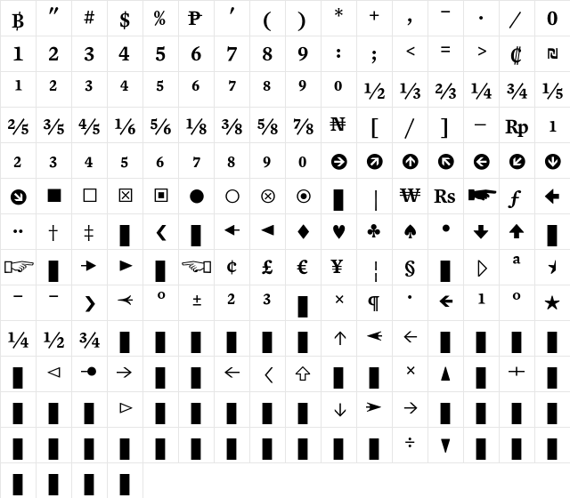 Mercury Numeric G4 Semibold  glyph index