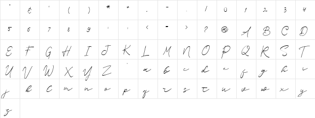 Sureder Stylish Regular  glyph index