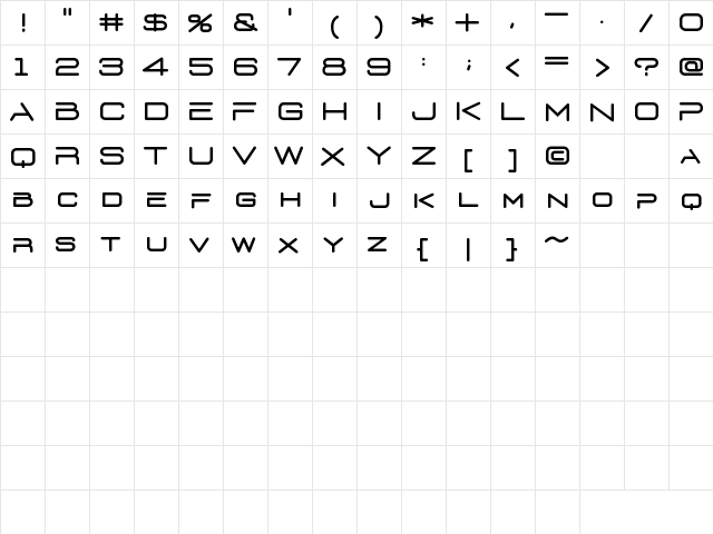 D3 Euronism Regular  glyph index