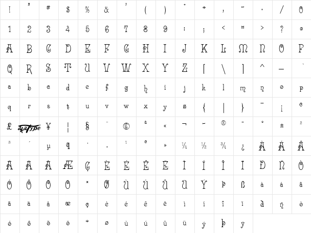 akaArcade Regular  glyph index