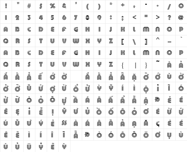 VPS Binh Duong Hoa Regular  glyph index