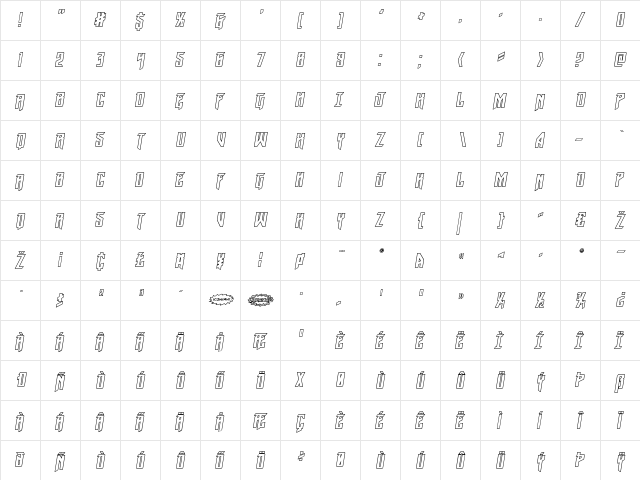 Winter Solstice Outline Italic Outline Italic  glyph index